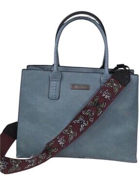 Montana West Blue Tote Bag with Decorative Butterfly Strap